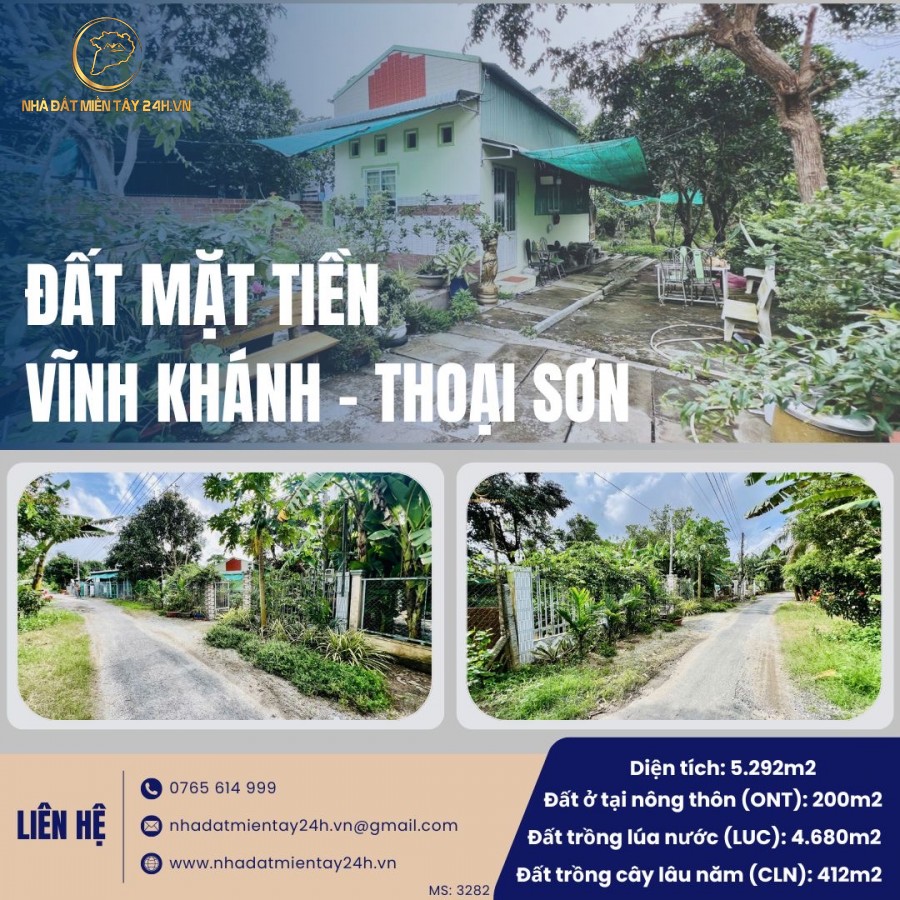 🌟 BÁN ĐẤT MẶT TIỀN KÊNH MẠC CẦN DỆN LỚN - VĨNH KHÁNH, THOẠI SƠN - CƠ HỘI VÀNG CHO NHÀ ĐẦU TƯ (MS: 3282) 🌟